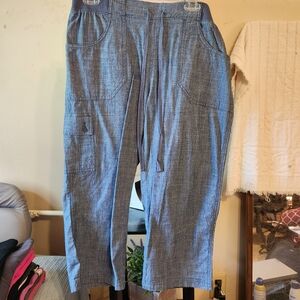 White Stag Ladies Casual Blue Tie-Front Pants